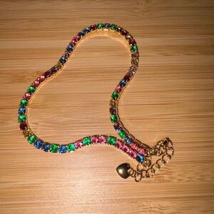 18k gold plated  Multicolor Gemstone  Ankle Bracelet, adjustable‎ 8.5"-10.5"